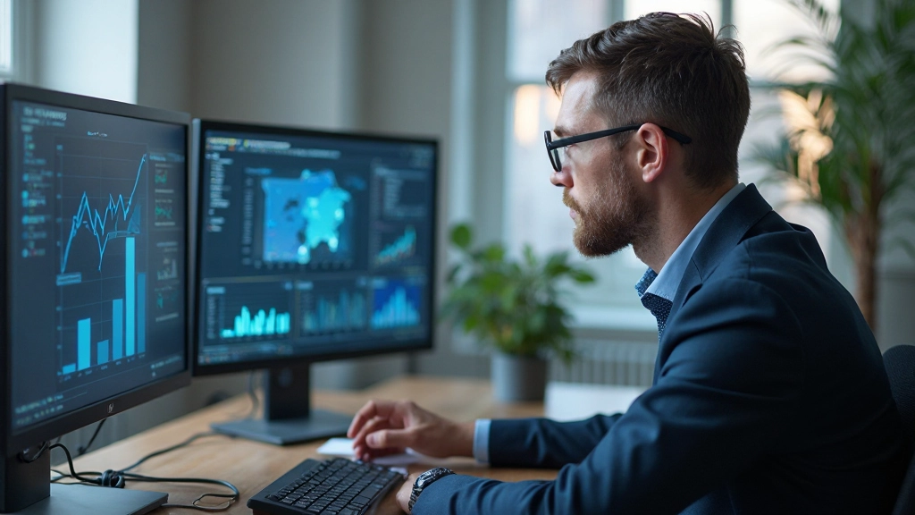 Профессиональное рабочее место с компьютером, показывающим инструменты SEO оптимизации